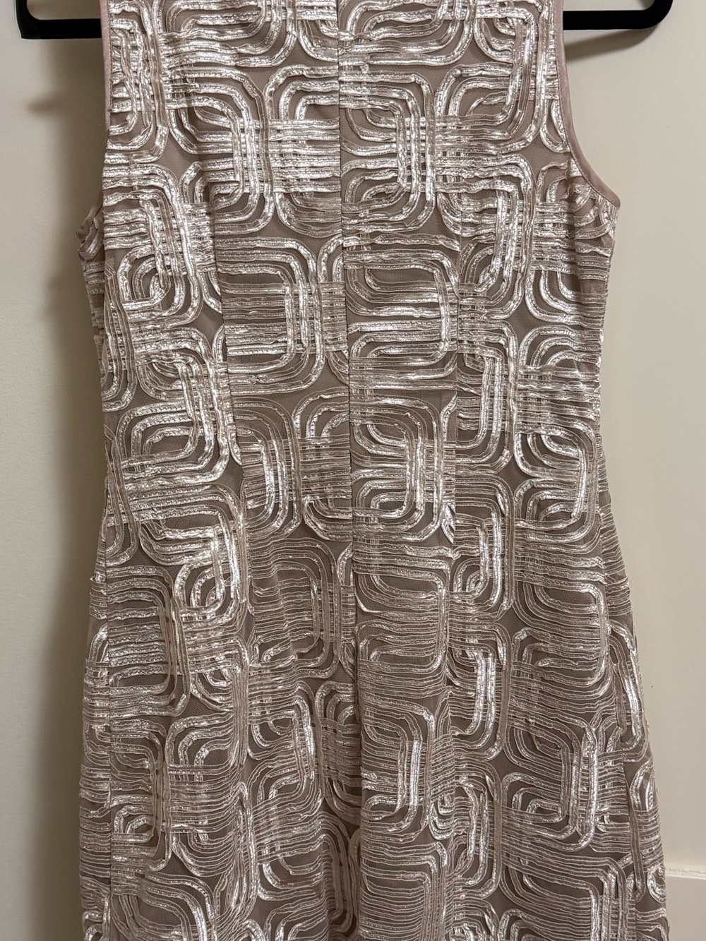 Tahari ASL Beige Embellished Mini Dress with Gold Accents - Picture 2 of 2